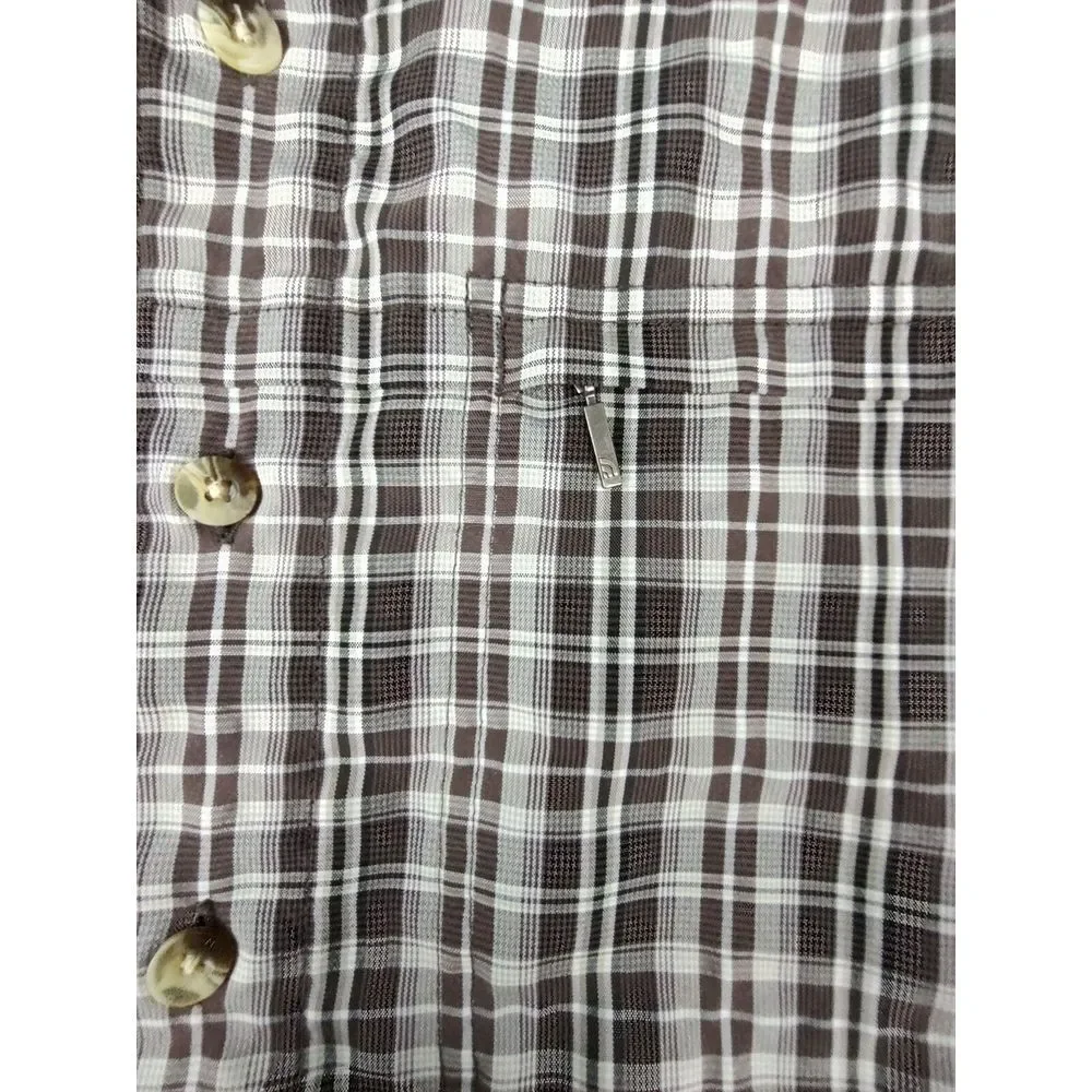 The North Face Shirt Men's L Brown Zip Chest Pocket Short Sleeve‎ Button Up